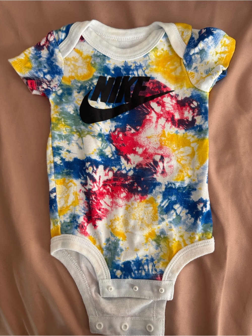 Nike Tie-Dye One-Piece Bodysuit - Blue, Yellow, Red, White